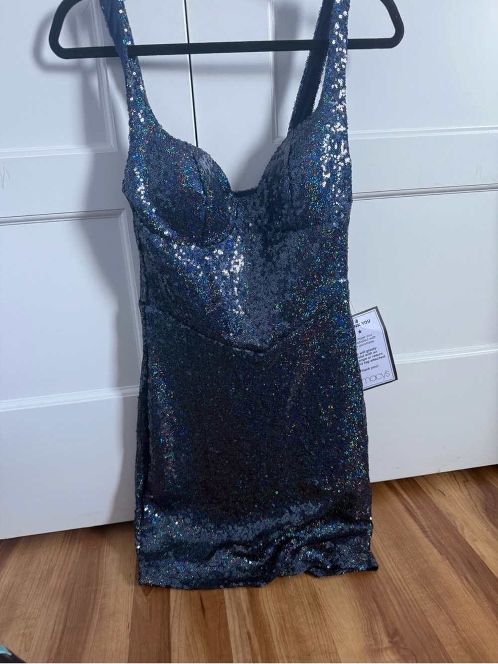 Macy's Navy Sequin Bodycon Mini Dress